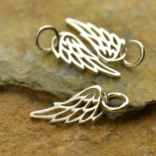 4 AS900 Angel Wing- US Seller 20 or 50 BULK pcs Silver Wing Connector Charms