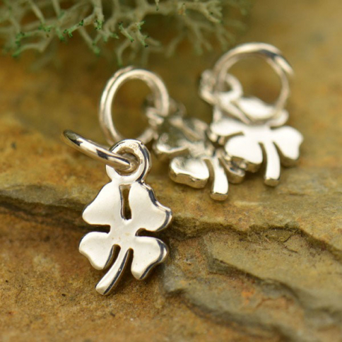 Sterling Silver Tiny Four Leaf Clover Charm 13x5mm