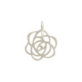 Sterling Silver Art Deco Rose Charm - Tiny 14x11mm