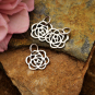 Sterling Silver Art Deco Rose Charm - Tiny 14x11mm