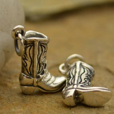 Mia Diamonds 925 Sterling Silver Solid Cowboy Boot Charm 22mm x 17mm 