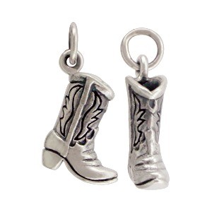 Sterling Silver Cowboy Boot Charm 19x10mm