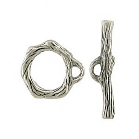 Sterling Silver Toggle Clasp with Branch Texture 17x11mm