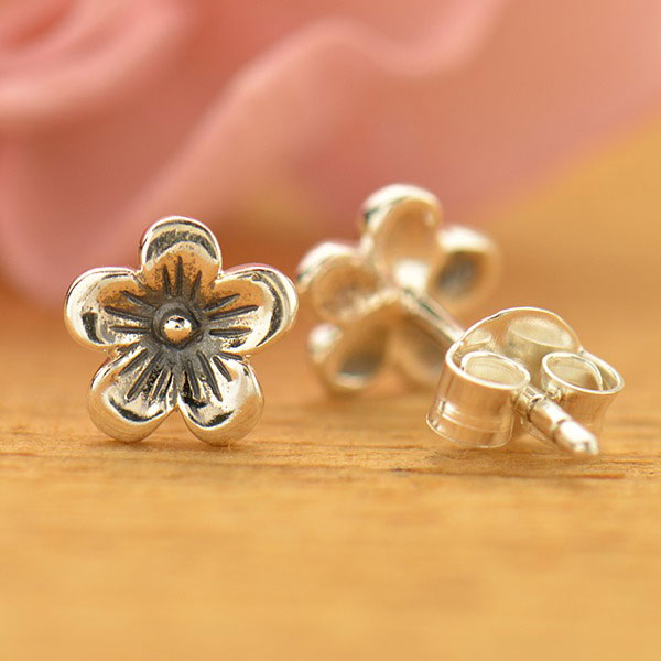 Blossom Dainty Diamond Flower Stud Earrings