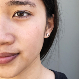 Sterling Silver Stud Earrings - Starfish 8x7mm