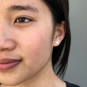 Sterling Silver Stud Earrings - Butterfly 6x6mm