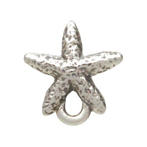 Silver Stud Earring Jewelry Part - Starfish with Loop 8x8mm