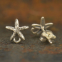 Silver Stud Earring Jewelry Part - Starfish with Loop 8x8mm