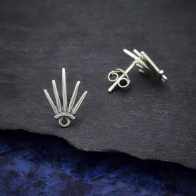 Sterling Silver Five Spike Post Earring with Loop 14x10mm