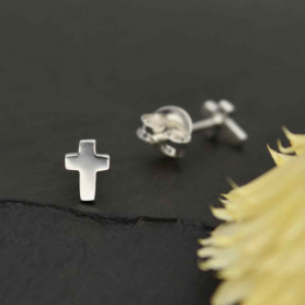 Sterling Silver Tiny Cross Post Earrings 5x4mm