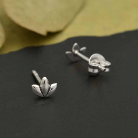 Sterling Silver Tiny Sprout Blossom Post Earrings 4x6mm