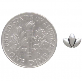 Sterling Silver Tiny Sprout Blossom Post Earrings 4x6mm