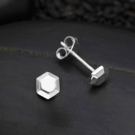 Sterling Silver Hexagon Post Earrings 5x5mm