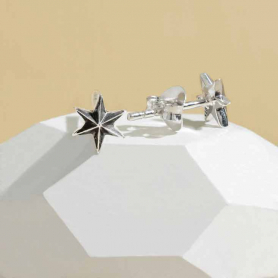 Sterling Silver Six Pointed Star Stud Earrings 6x6mm