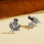 Sterling Silver Thistle Post Earrings