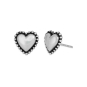 Nina Designs Silver Puffy Heart Post Earrings w Granulated Trim 10x11mm