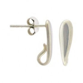 Silver Stud Earring - Teardrop with Loop 14x4mm