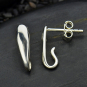 Silver Stud Earring - Teardrop with Loop 14x4mm