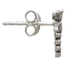 Sterling Silver Detailed Dragonfly Post Earrings Side View