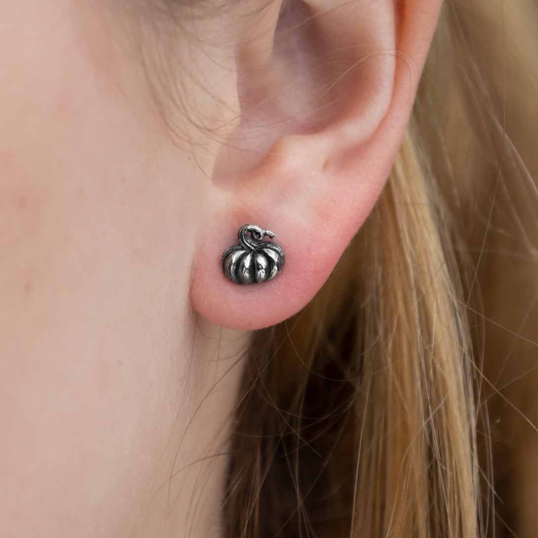 Sterling silver pumpkin post earrings