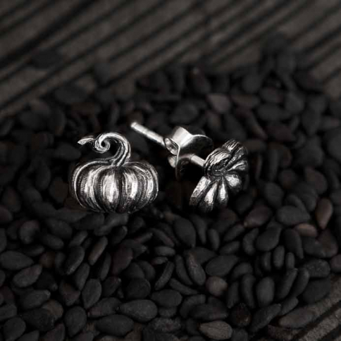 Sterling silver pumpkin post earrings