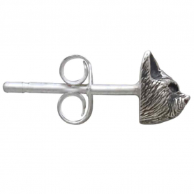Sterling Silver 3D Cat Head Post Earrings