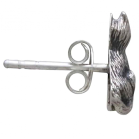 Sterling Silver 3D Sitting Cat Post Earrings