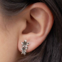 Sterling Silver Two Flower Earrings on Ear