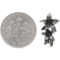 Sterling Silver Flower and Leaves Post Earrings with Dime