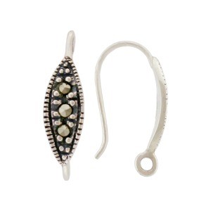 Sterling Silver Ear Hook with Marcasite and Loop 18x5mm