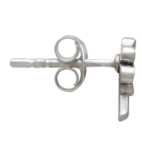 Sterling Silver Lucky 4 Leaf Clover Post Earrings Side View