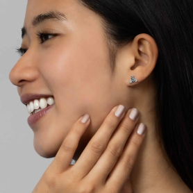 Sterling Silver Moth Post Earrings 7x8mm  on model