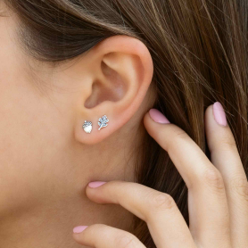 Sterling Silver Autumn Post Earring Set on ear