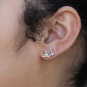 Witch Hat and Broom Post Earring on Ear