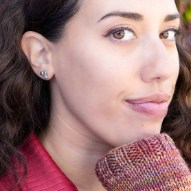 Sterling Silver Squirrel Post Earrings 10x11mm on model