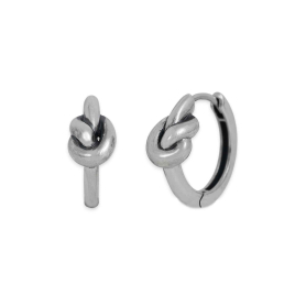 Sterling Silver Knot Huggie Hoop 16x7mm