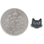Sterling Silver Black Cat Face Post Earrings with Dime