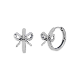 Sterling Silver Huggie Hoop with Bow 14x11mm