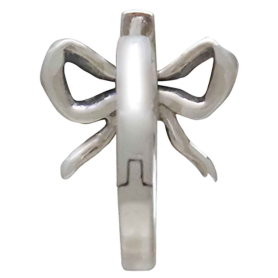 Sterling Silver Huggie Hoop with Bow Back View