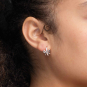 Sterling Silver Huggie Hoop with Bow 14x11mm on model