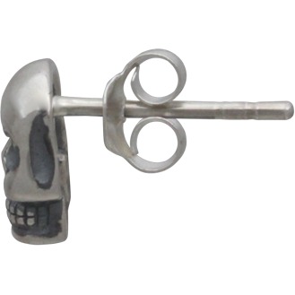 Sterling Silver Skull Post Earring 9x6mm