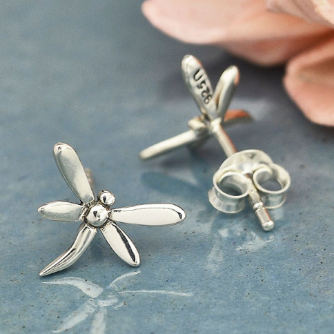 Sterling Silver Dragonfly Post Earrings 9x10mm
