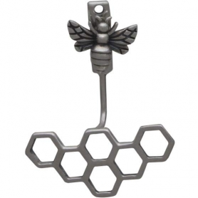 Sterling Silver Honey Bee and Honeycomb Ear Jacket 22x17mm
