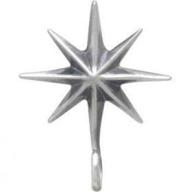 Silver Ridged Star Burst Earrings with Bottom Loop 15x3mm