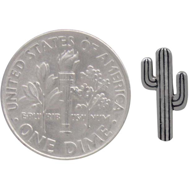 Sterling Silver Cactus Post Earrings 12x6mm