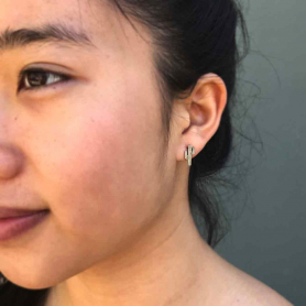 Sterling Silver Cactus Post Earrings 12x6mm