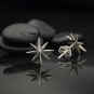  Sterling Silver Ridged Star Burst Post Earrings 12x12mm