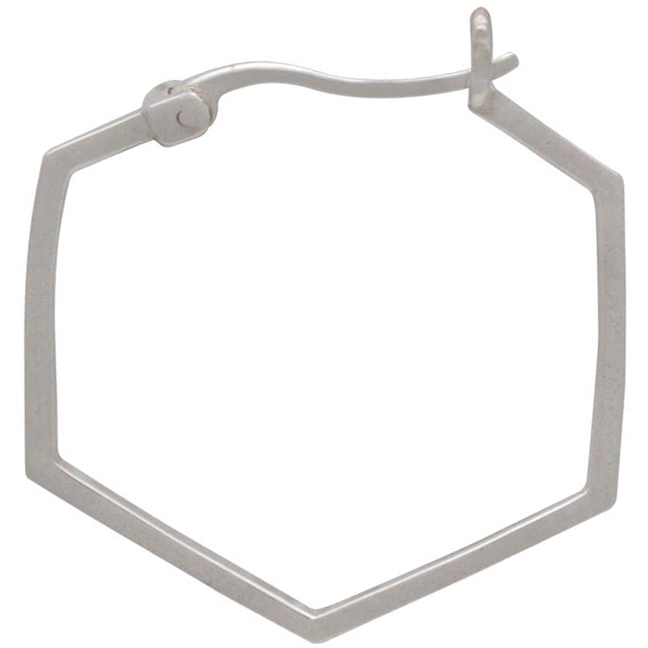 Sterling Silver Hexagon Hoop Earrings 28x25mm
