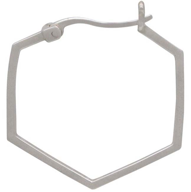 Sterling Silver Hexagon Hoop Earrings 28x25mm