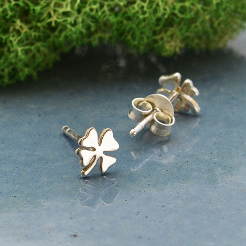  Sterling Silver Four Leaf Clover Post Earrings 5x5mm